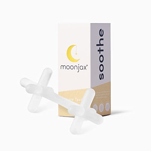 חבילה של Moonjax Baby Teeder Bundle | קנה 2 ושמור | שני שיניים: סיליקון צלול אחד וגומי טבעי אחד | שטח תינוק לתינוקות, פעוטות, ילודים,